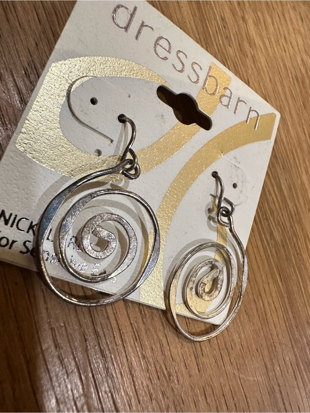 dressbarn Silver Spiral Swirl Drop Earrings